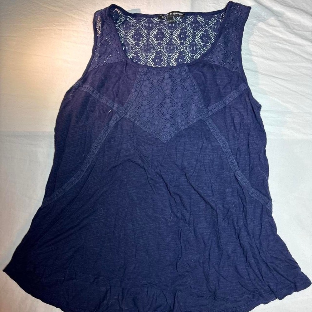 Navy Blue Lace Tank Top